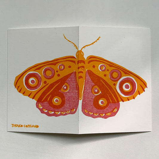 Moth - letterpress lino print greeting cars