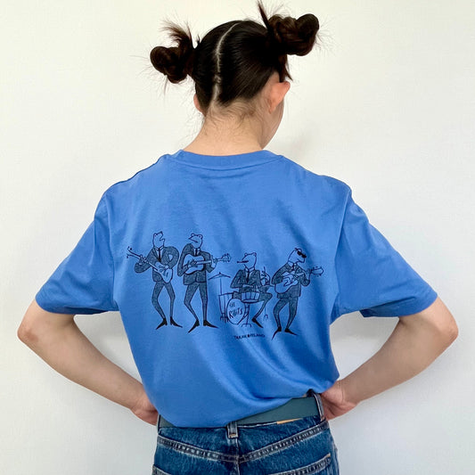 The Ribbits - petrol blue screen printed organic cotton T-shirt