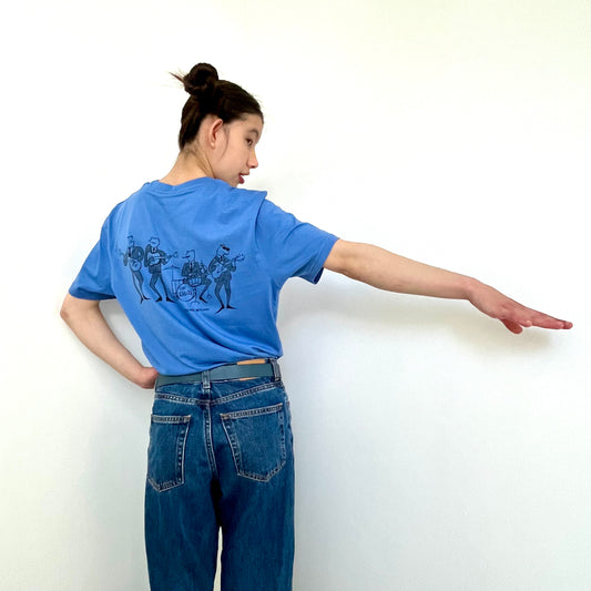 The Ribbits - petrol blue screen printed organic cotton T-shirt