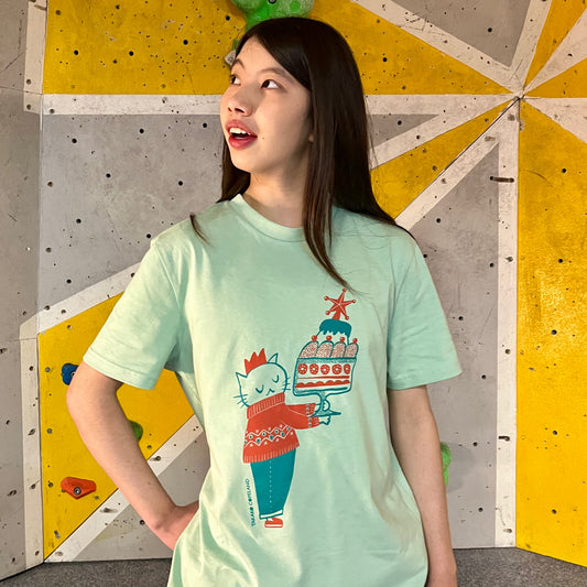 Trifle cat - screen printed organic cotton T-shirt