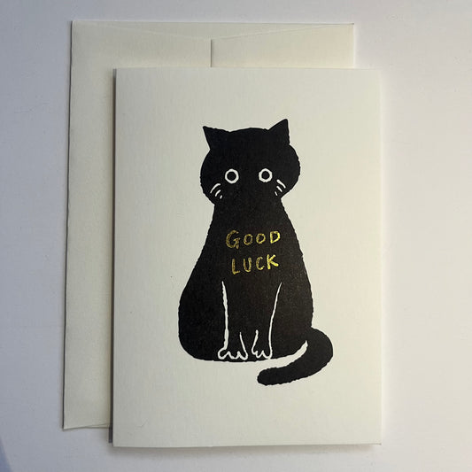 Good Luck Black Cat - hand printed letterpress greeting card
