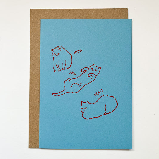 How are you? - hand foil block printed greeting card on recycled paper