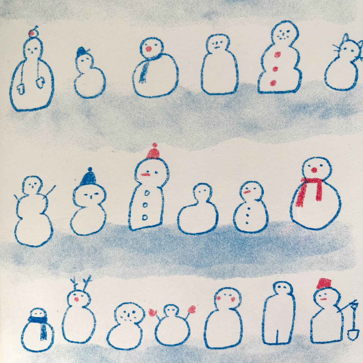 Snowman Risograph Christmas card