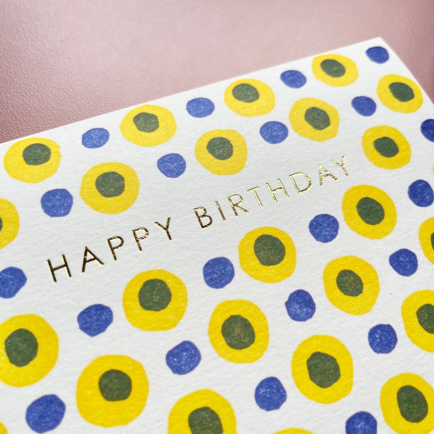 Happy Birthday Dots in Yellow and Blue