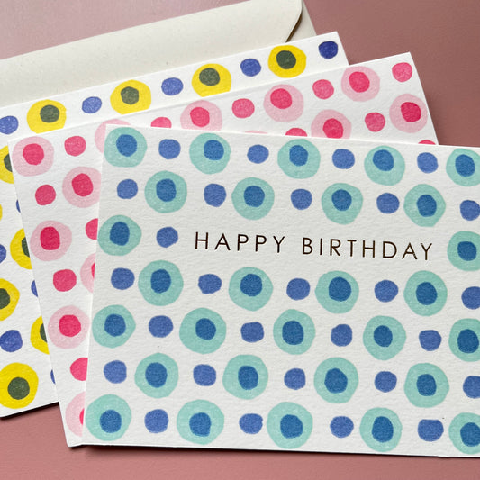 Happy Birthday Dots in Mint and Blue