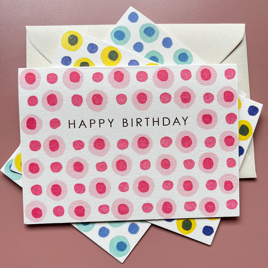 Happy Birthday Dots in Pink and Red