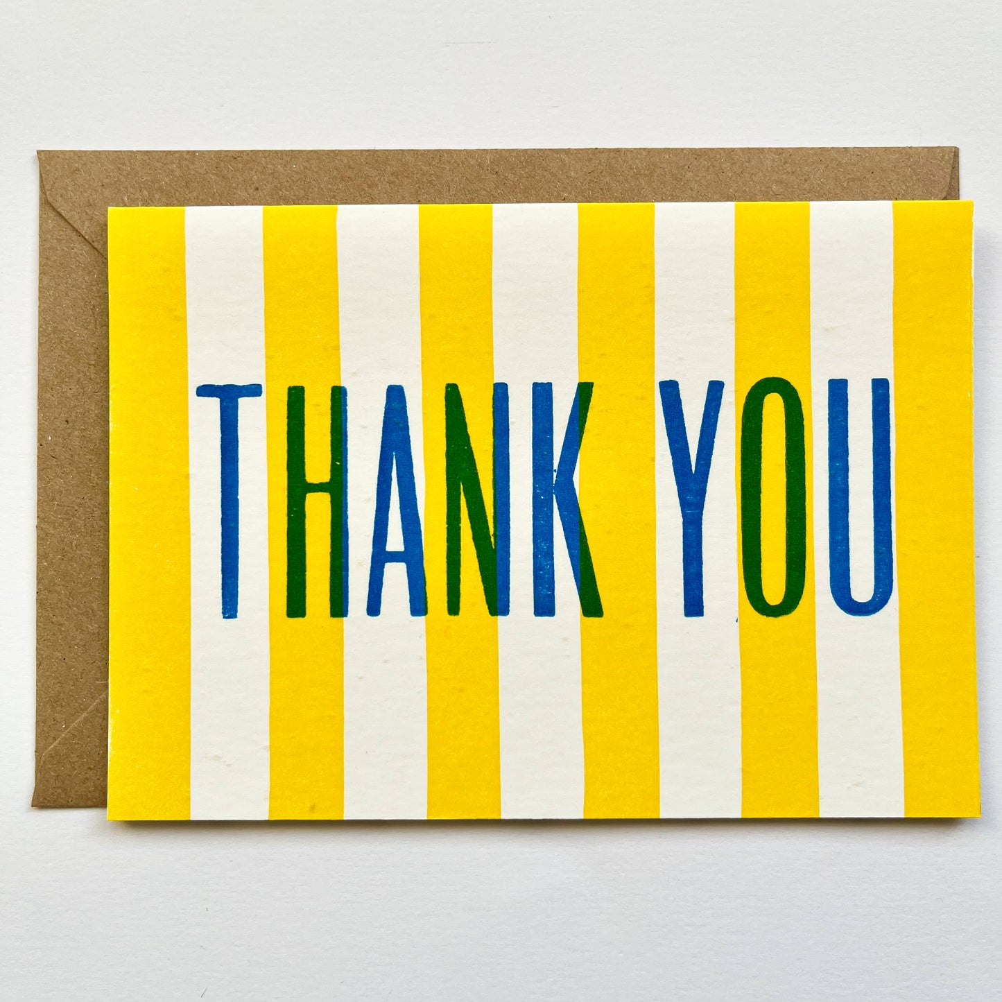 Thank you - hand printed lino cut and wood type letterpress greeting card