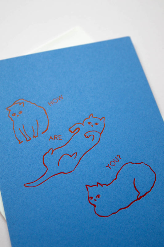 How are you? - hand foil block printed greeting card on recycled paper