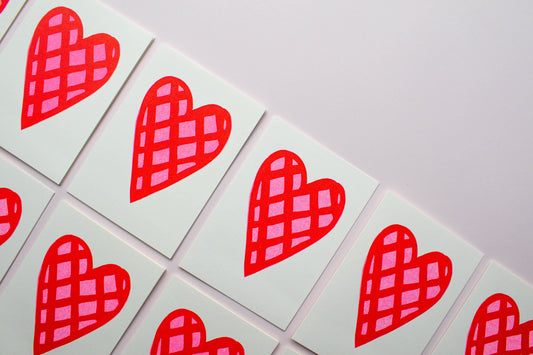 Heart - hand printed lino cut letterpress greeting card
