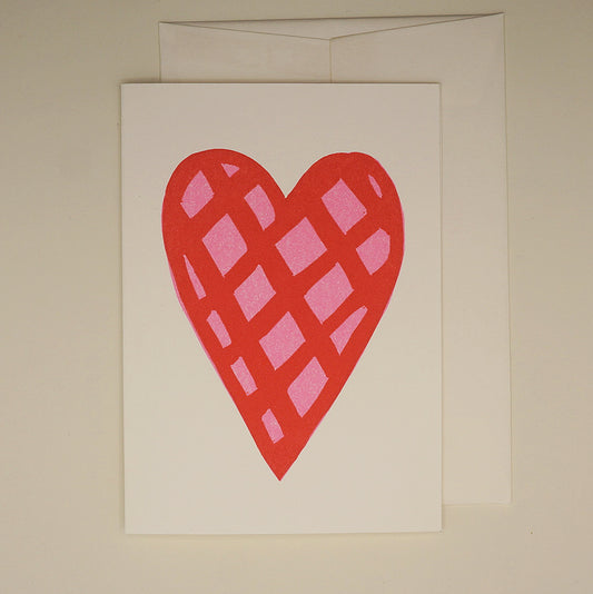 Heart - hand printed lino cut letterpress greeting card