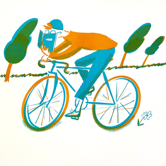 Spellbound cyclist Riso print