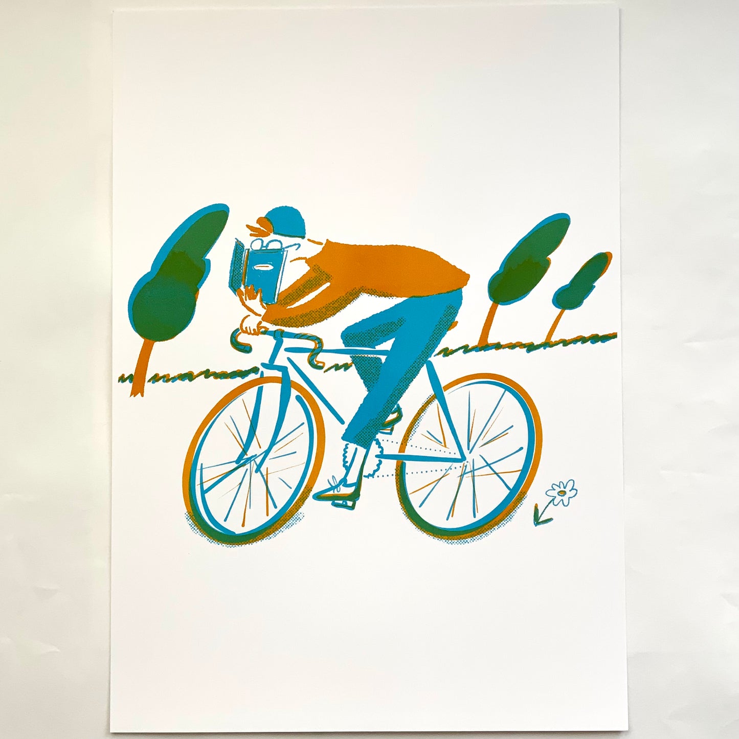 Spellbound cyclist Riso print