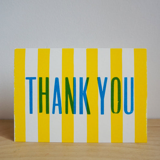 Thank you - hand printed lino cut and wood type letterpress greeting card