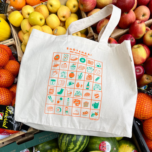 Shotengai Market Illustrated Tote Bag – Organic Cotton Shopper