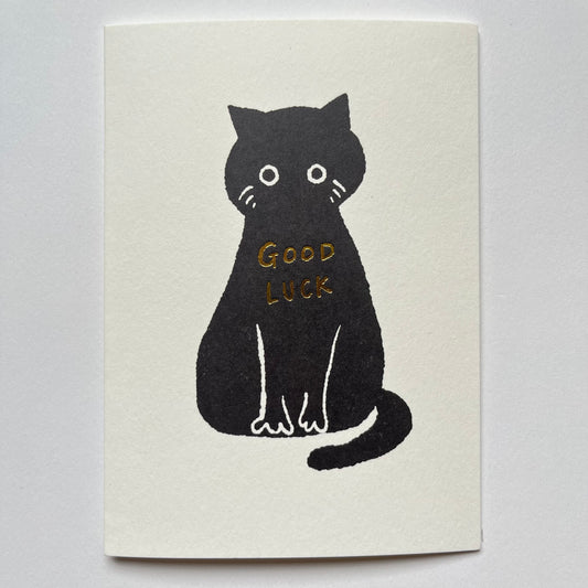 Lucky Black Cat Card - with Gold Foil