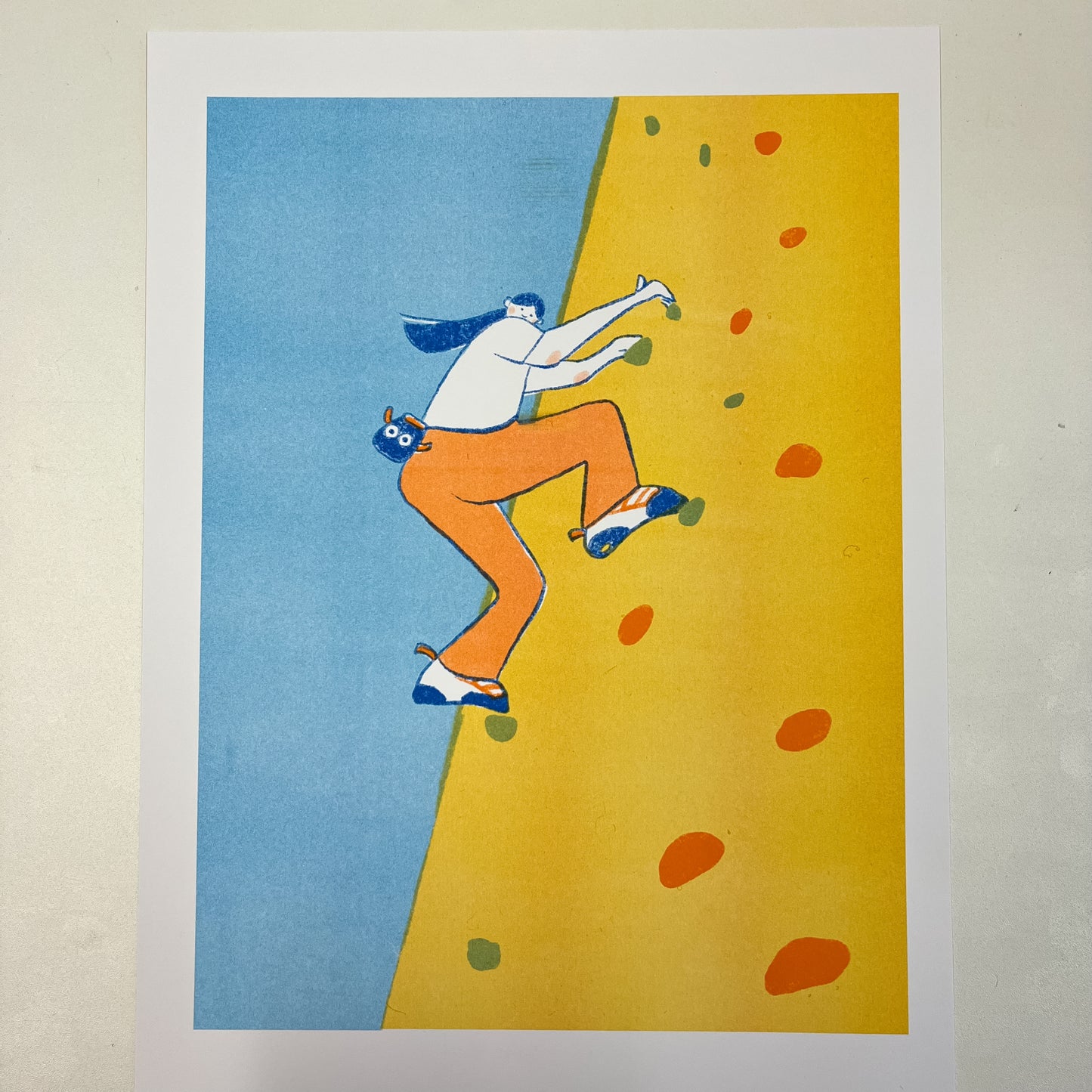 Climbing girl - vibrant A3 Riso print