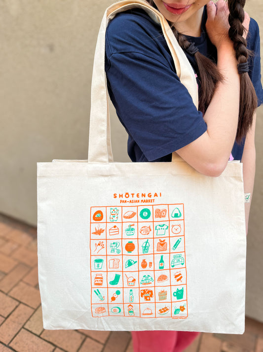 Shotengai Market Illustrated Tote Bag – Organic Cotton Shopper