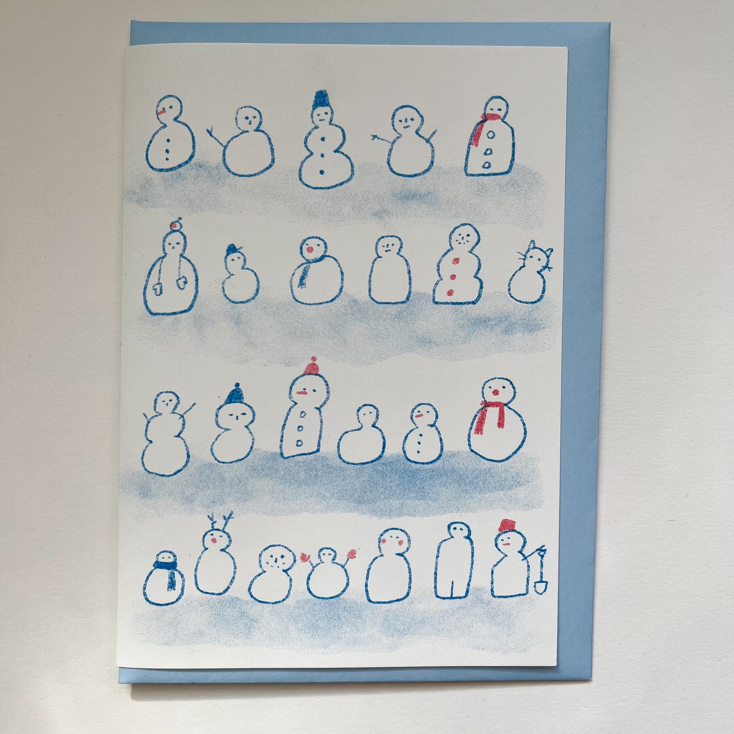 Snowman Risograph Christmas card