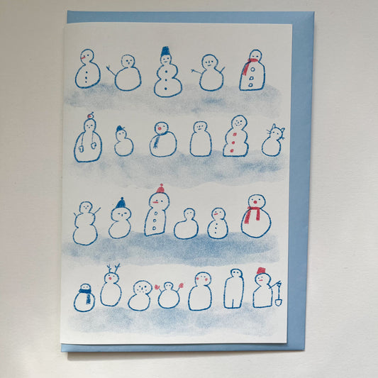 Snowman Risograph Christmas card