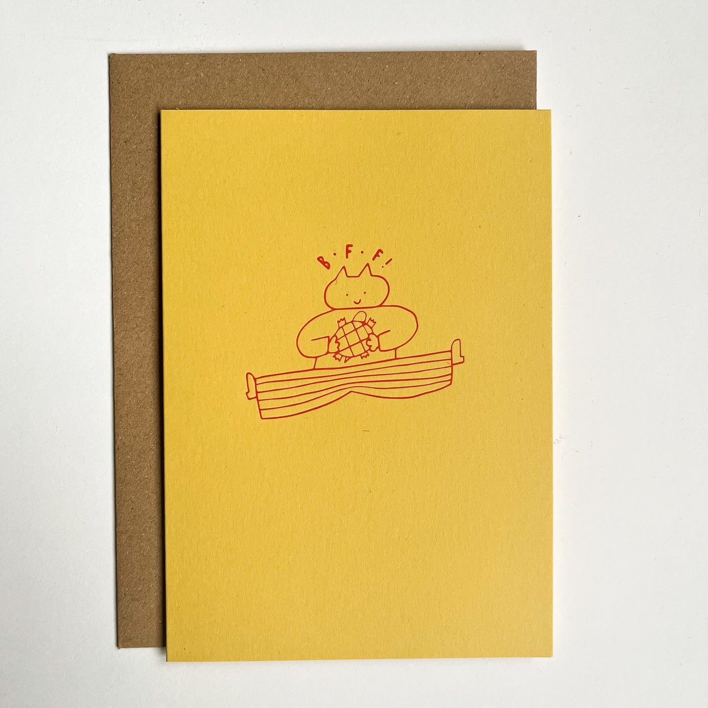 BFF - hand foil block printed greeting card on recycled paper