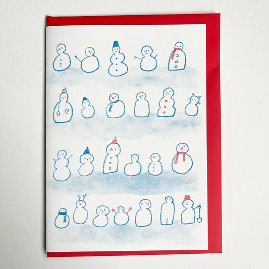 Snowman Risograph Christmas card