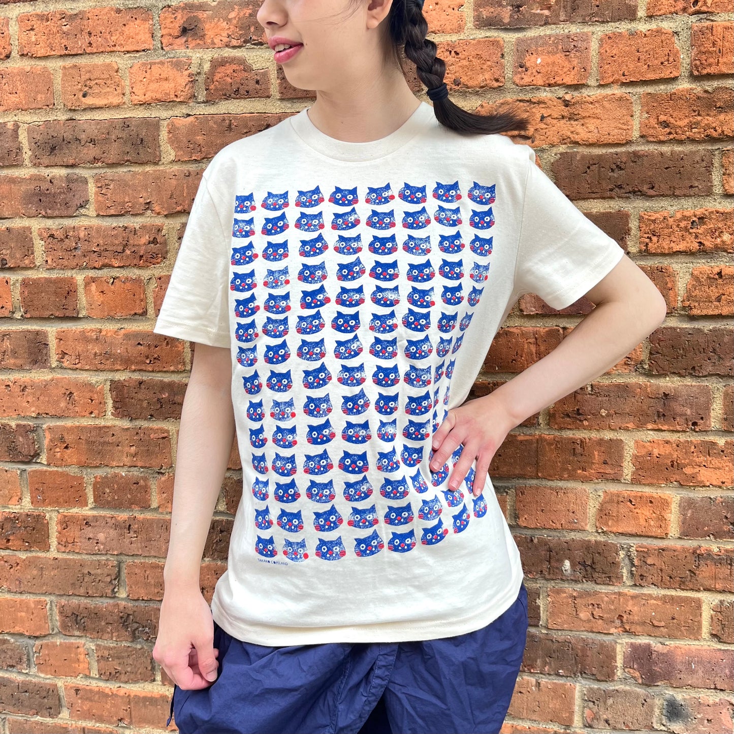 Cat Pattern - screen printed organic cotton T-shirt