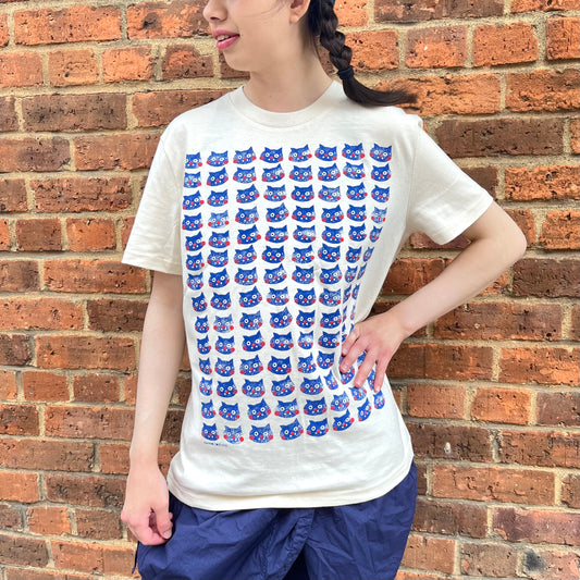 Cat Pattern - screen printed organic cotton T-shirt