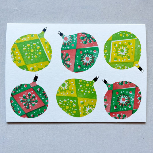 Baubles Card - green/yellow