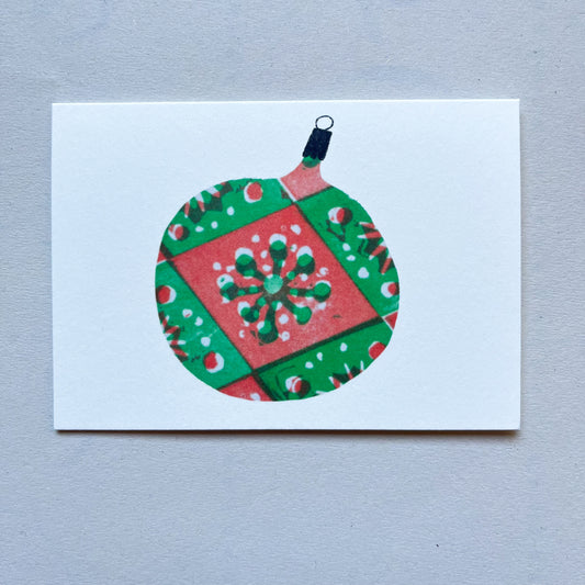 Mini Bauble Card - green/red