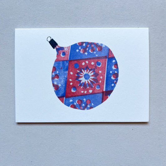 Mini Bauble Card - blue/red
