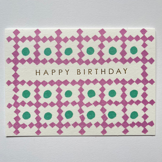 Happy Birthday Lattice Pattern Card in PPL and Green