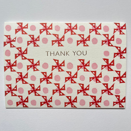 Thank You Windmill Pattern Card in Brown and Pink