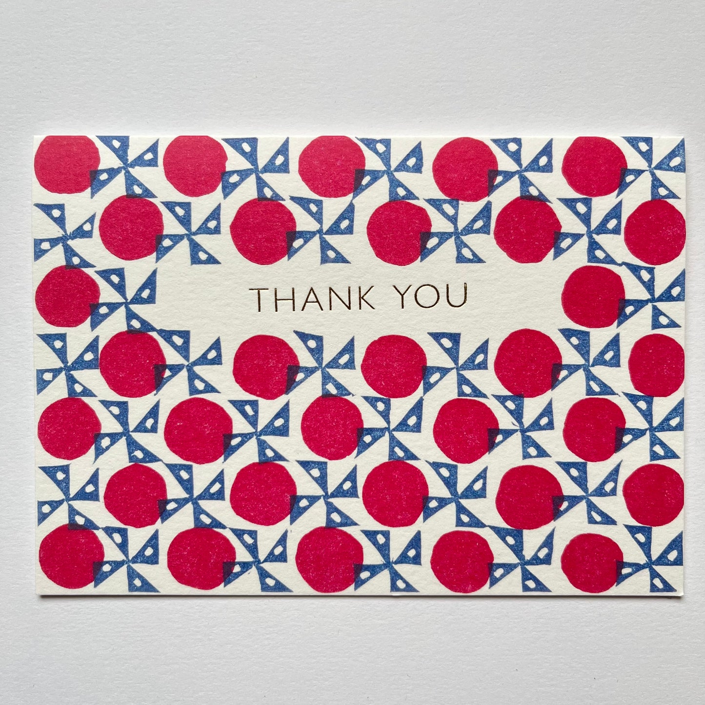 Thank You Windmill Pattern Card in Navy and Red