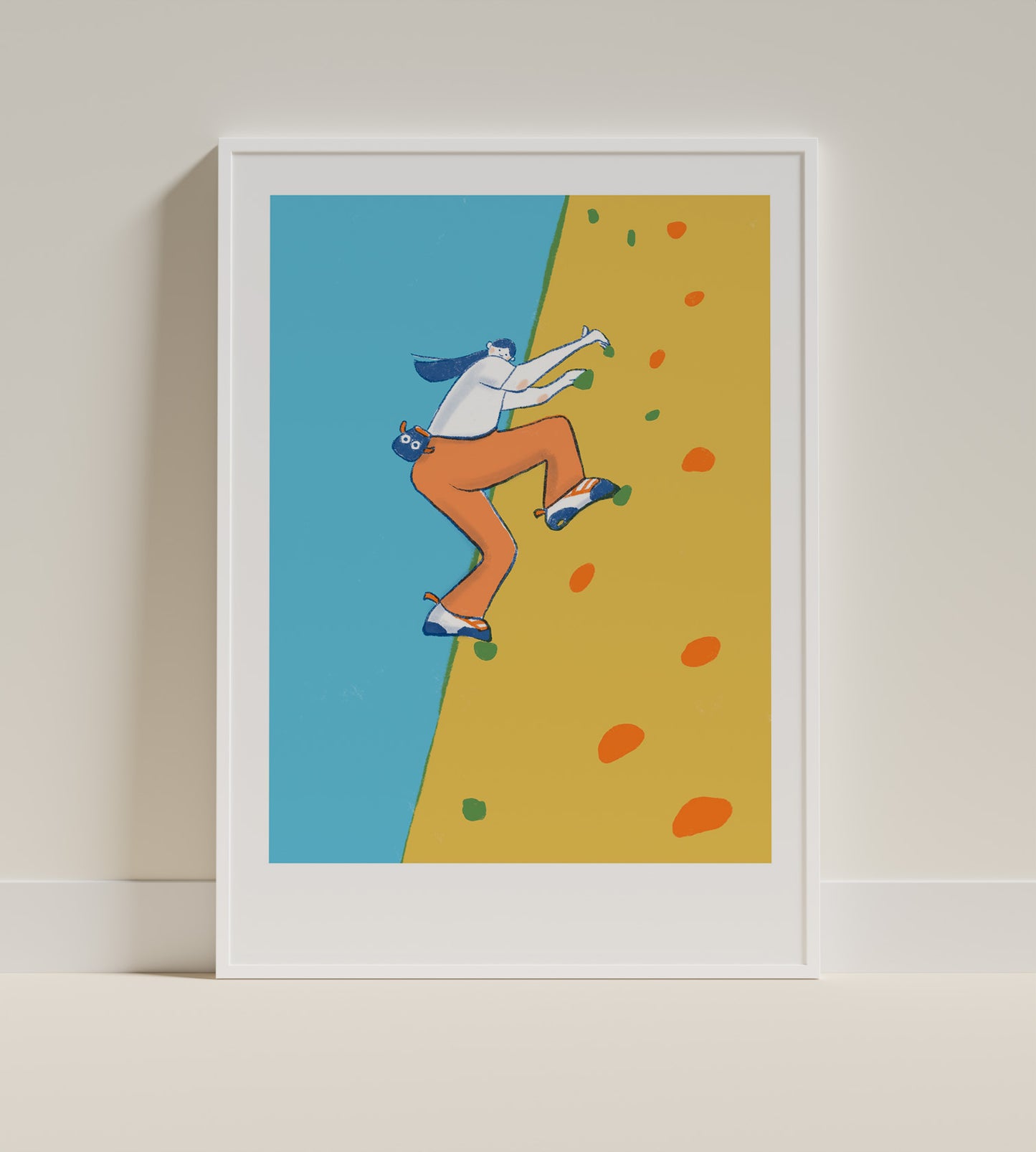 Climbing girl - vibrant A3 Riso print