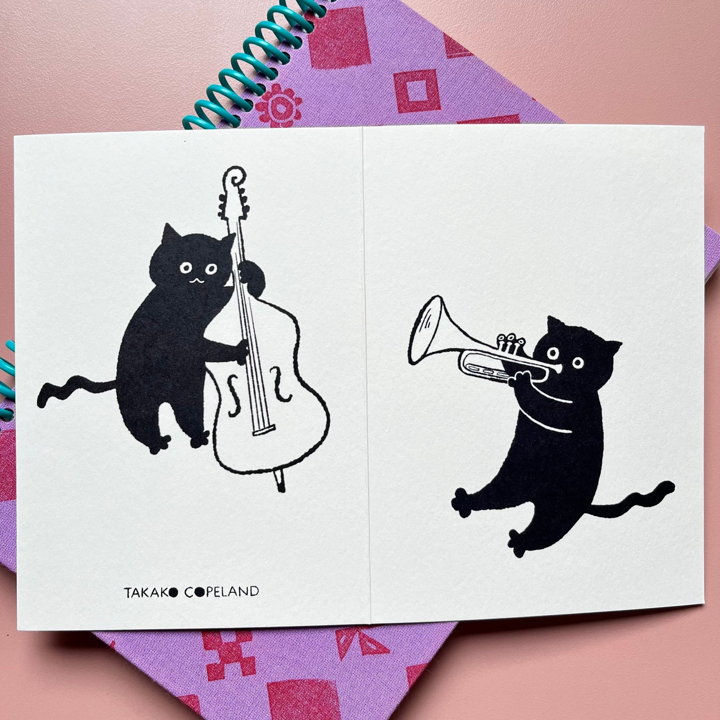 Jazz Cats Card - Trumpet and Doublebase