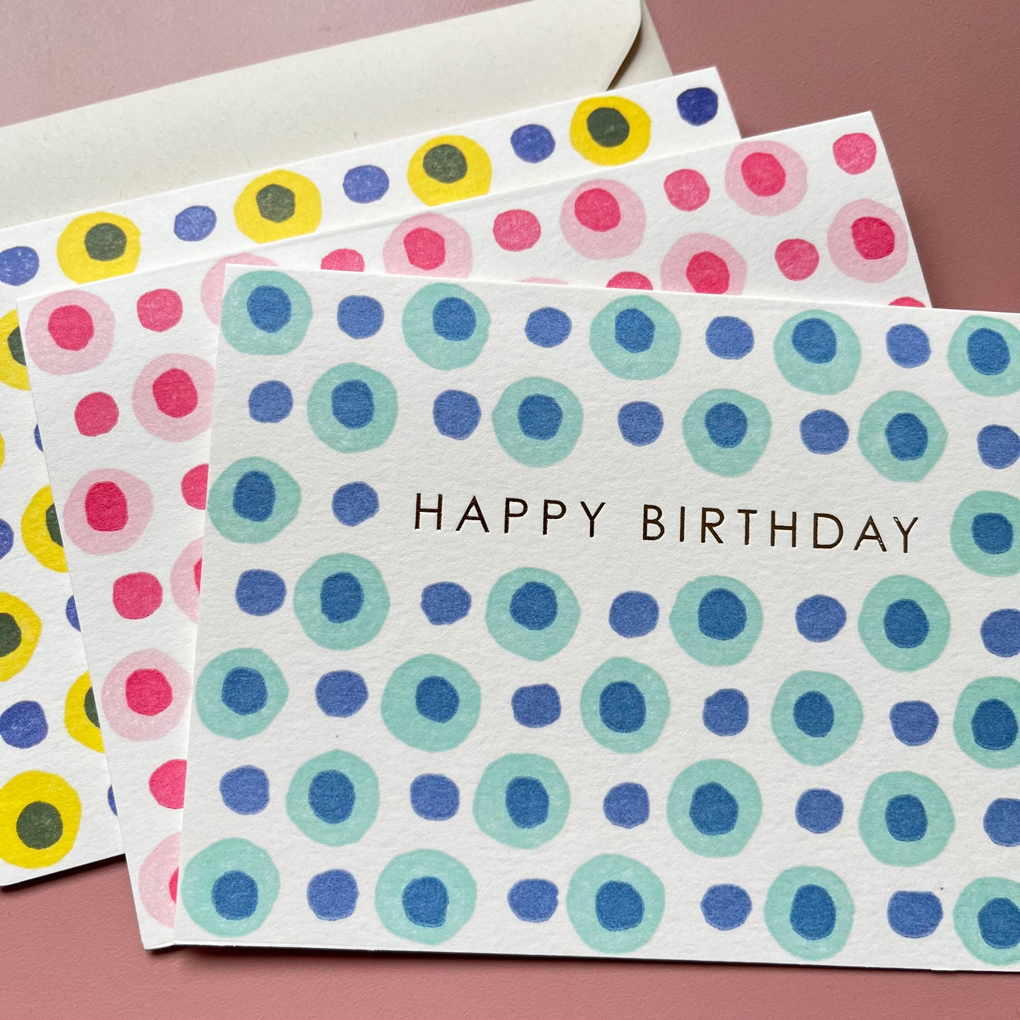 Happy Birthday Dots in Mint and Blue