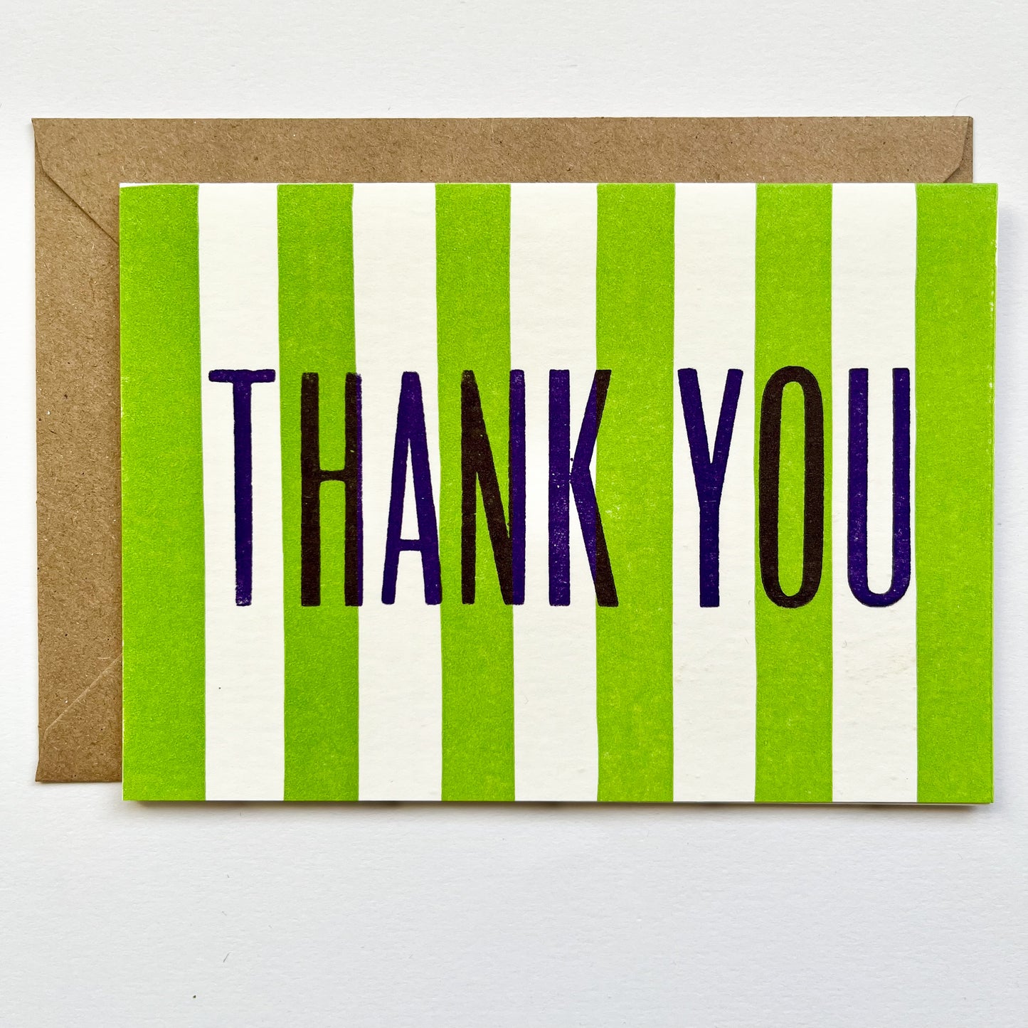 Thank you - hand printed lino cut and wood type letterpress greeting card