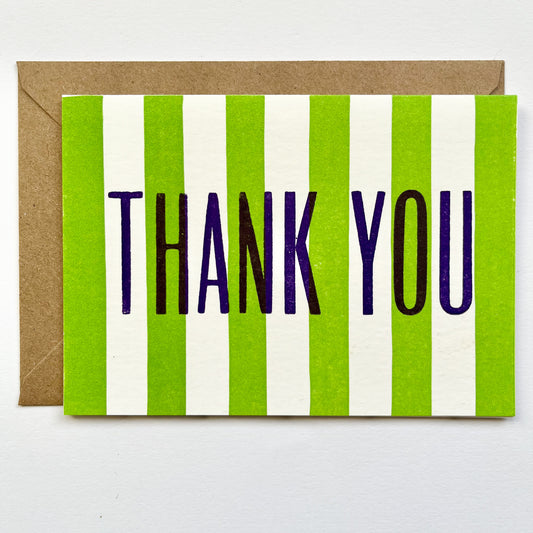 Thank you - hand printed lino cut and wood type letterpress greeting card