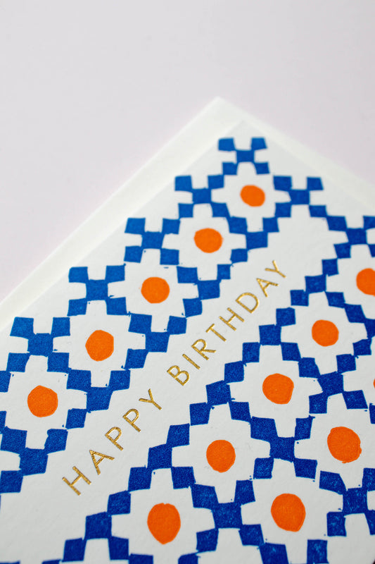 Birthday block print - blue