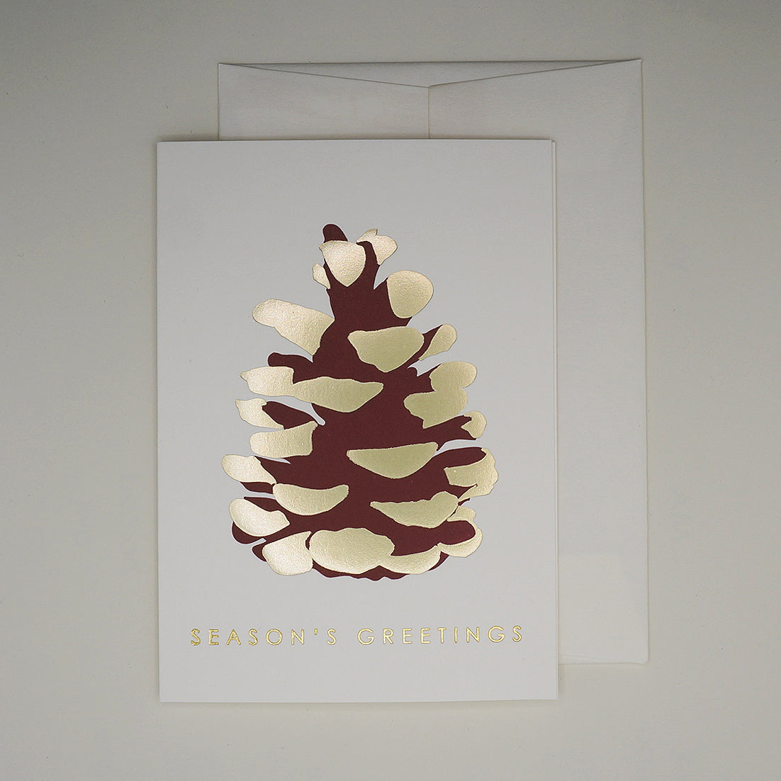 Letterpress card - fir cone gold