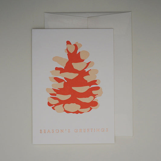 Letterpress card - fir cone pink