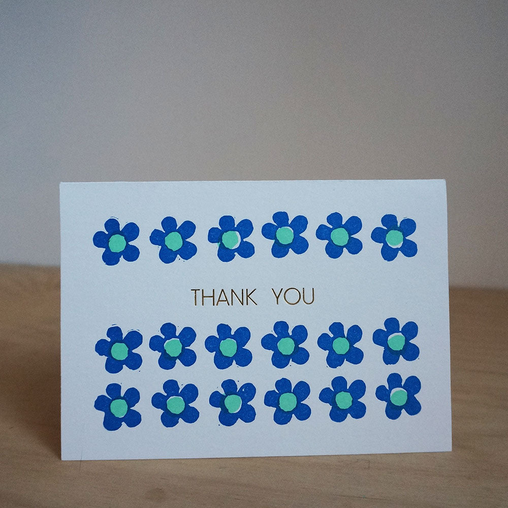 Thank you - blue flower - set of 6